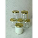 6 Adet 210 Ml Cam Kavanoz Mama Bebek Yoğurt Saklama Kabı Gold Kapaklı 210 Cc Şeffaf-gold