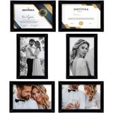 6 Adet 21X30 Çerçeve - Mdf A4 Çerçeve - Çoklu Fotoğraf Çerçevesi - Diploma Çerçevesi - Sertifika - Siyah