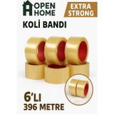 6 Adet-264 Metre Şeffaf Koli Bandı – Extra Strong 40 Micron Kalınlık, Güçlü Yapışkan