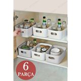 6 Adet 3.5 Litre Dolap Içi Ve Buzdolabı Düzenleyici, Banyo, Mutfak Organizer Sepet Seti - Beyaz