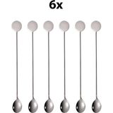 6 Adet 304 Çelik 21 cm Kokteyl Kahve Latte Karıştırma Barmen Kaşığı CIN764BY-6 - Gri