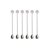 6 Adet 304 Çelik 21 cm Kokteyl Kahve Latte Karıştırma Barmen Kaşığı cin764by-6