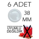 6 Adet 38Mm Metal Kavanoz Kapağı Beyaz