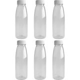 6 Adet 500ML Detox Meyve Suları Smoothie'ler Diyet Sporcu Içeceği Süt Pet Şişesi Kilitli Kapak(Şişe)