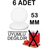6 Adet 53Mm Metal Kavanoz Kapağı Beyaz