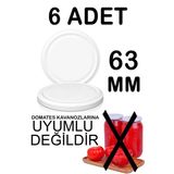 6 Adet 63Mm Metal Kavanoz Kapağı Beyaz