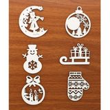 6 Adet 8cm Yılbaşı Ağaç Süsü Ahşap Karışık Model Boyanabilir