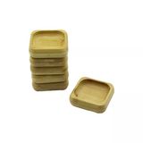 6 Adet 9X9cm Kare Ahşap Bambu Çerezlik - Lokumluk Kase Derinlik: 1.8Cm (5433)