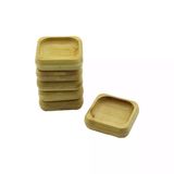 6 Adet 9X9cm Kare Ahşap Bambu Çerezlik - Lokumluk Kase Derinlik: 1.8Cm (5570)