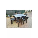 6 Adet Acı Kahve Rattan Efektli Plastik Kollu Sandalye 70X120 Plastik Katlanır Metal Ayak Sandalye