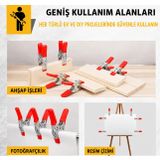 6 Adet Ağır Hizmet Tipi Metal Yaylı Mandal Metal Mengene İşkence Kelepçesi Güçlü Sıkma Kuvvetine Sahip, PVC Kaplamalı Uçlu, Profesyonel Sabitleme ve Tutma Aparatı