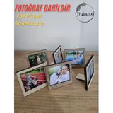 6 Adet Ahşap (Fotoğraf Dahil) Polaroid Mini Fotoğraf Çerçevesi - 9X9cm