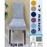 6 Adet Babyface Kadife Kumaş Sandalye Kılıfı Yıkanabilir Likralı Esnek Lastikli, Sandalye Örtü - 55 x 120 cm - Gri