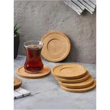 6 Adet Bambu Çay Tabağı - Estetik Ve Doğal