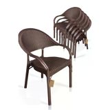 6 Adet Bambu Rattan Kollu Sandalye Koltuk 6'Lı Set