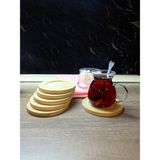 6 Adet Bambu Yuvarlak Çay Tabağı, Çay Bardağı Altlığı, Estetik Sunum Sunumluk, Doğal Malzeme