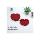 6 adet bardak altlığı kalp bardak altlığı organizer düzenleyici handmade 1001000008134
