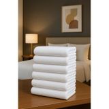 6 Adet Beyaz 50x85 Cm 200 Gram Bukle - Armür Otel El-yüz Havlusu Beyaz