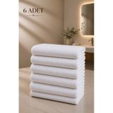 6 Adet Beyaz 50x85 Cm 200 Gram Bukle - Armür Otel El-yüz Havlusu Beyaz