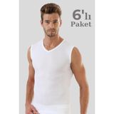 6 Adet Beyaz Kolsuz Erkek Atlet V Yaka Sıfır Kol Tişört %100 Pamuklu