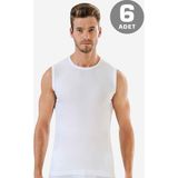 6 Adet Beyaz Kolsuz Erkek Atlet Yuvarlak Yaka Sıfır Kol Tişört %100 Pamuklu - 2XL