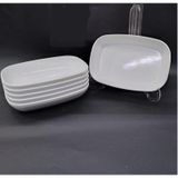 6 Adet Beyaz Melamin Kayık 17x12cm Orta Boy Salata Tabağı Oval