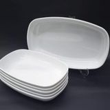 6 Adet Beyaz Melamin Kayik Tabak 33X20cm Buyukboy Salata Tabagi Gunluk Kullanima Hesapli Oval Tabak