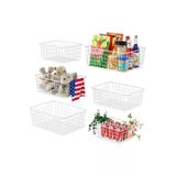 6 Adet Beyaz Renk Dolap Ici Organizer Banyo Mutfak Oyuncak Makyaj Sepeti Duzenleyici Toparlayici