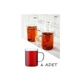 6 Adet Borosilikat Isıya Dayanıklı Termisil Cam Kupa, Çay Kahve Bardağı 200ML - Turuncu