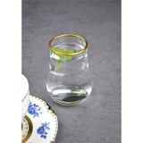 6 Adet Cam Altın Yaldızlı Kahve Yanı Bardağı 100 Ml Mini Su Bardak- Liona Gold