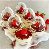6 Adet Cam Tatlı Ve Magnolia Kasesi Yumurta Şeklinde Sunum Tabağı / Puding Kasesi