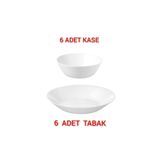 6 Adet Çap 20 cm Yemek Tabağı 6 Adet Çap 15 cm Kase Temperli Cam Toplam Ikea 12 Parça