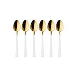 6 Adet Çay Kaşığı Seti, 18/10 Paslanmaz Çelik, Gold Beyaz, 11 cm, 70 gr