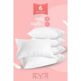 6 Adet Çizgili Saten Fermuarlı Antialerjik Yıkanabilir Silikon Elyaf Yüksek Dolgulu Yastık 900 gr - 50 × 70 cm - Beyaz
