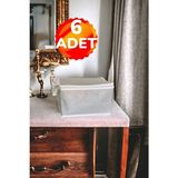 6 Adet Çorap Havlu Iç Çamaşırı Sütyen Düzenleyici Mini Hurç 30X20X18 cm - Beyaz - 30 x 20
