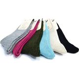 6 Adet Doğal Lambswool Yün Kadın Kışlık Diz Altı Çorap Diba Tozluk Bot Çorabı - Standart - Çok Renkli-KR2