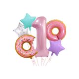 6 Adet Donut Balon Seti Numaralı Yıldız Donut Folyo Balon Yaş Doğum Günü Partisi Dekoru, 1