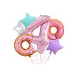 6 Adet Donut Balon Seti Numaralı Yıldız Donut Folyo Balon Yaş Doğum Günü Partisi Dekoru, 4