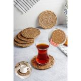6 Adet El Yapımı Yuvarlak Hasır Bardak Altlığı - Fincan, Çay ve Kupa Altlığı - 10CM