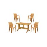 6 Adet Elegance Rattan Efektli Teak Sutlu Kahve 70X120 Plastik Masa Sandalye Takimi