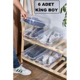 6 Adet Erkek Ayakkabı Kutusu - Saklama Kutusu Ayakkabı Düzenleyici King Boy