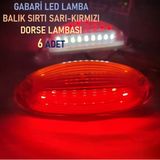 6 Adet Gabari Led Balık Sırtı Dorse Lambası Sarı-Kırmızı 12-24 Volt