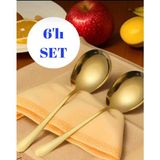 6 Adet Gold Paslanmaz Çelik Servis Kaşık 21 cm Sunum Kaşığı