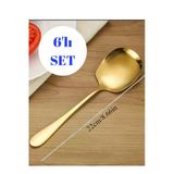 6 Adet Gold Paslanmaz Çelik Servis Sunum Kaşığı 21 cm