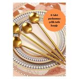 6 Adet Gold Paslanmaz Yuvarlak Form Tatlı Kaşığı, 1.Kalite 3 Mm 16 Cm