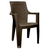 6 Adet Gold Rattan Efektli Elegance Plastik Sandalye Kollu Sandalye Bahçe Balkon Kamp Sağlam