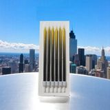 6 Adet Gold Siyah Mum 16 cm Parlak Mum Parlak Gold Siyah Pasta Mumu Doğum Günü Mumu - Gold - Siyah