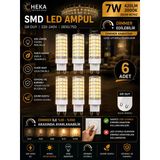 (6 Adet) Heka 7W Günışığı (3000K) G9 Duylu Dim Edilebilir Led Kapsül Ampul