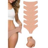 6 Adet Kadın Dikişsiz Lazer Kesim Esnek İz yapmayan Külot Ten XL-XXL