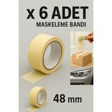 6 Adet Kağıt Bant 48MM Maskeleme Bandı Boya Bandı